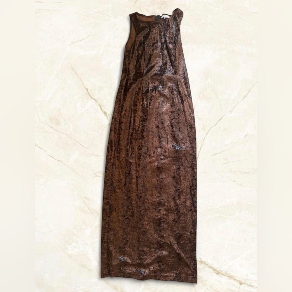 Vintage Rampage Dead stock Brown Snake Print Maxi Dress NWT Size M